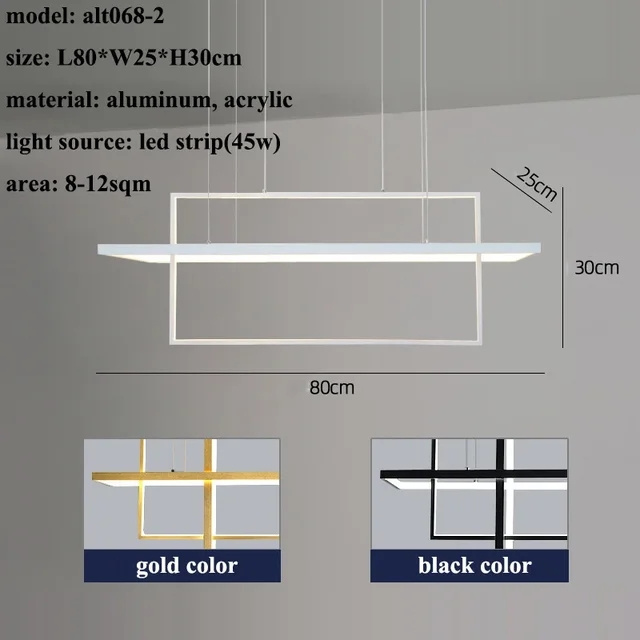 Modern Minimalist Rectangle LED Pendant Lights Dining Room Kitchen Chandeliers Home Decorations Hanging Lamps Fixtures