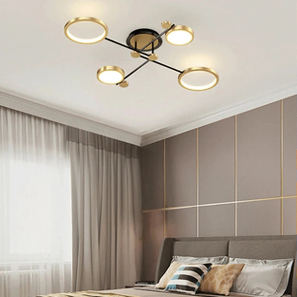 Modern LED Chandeliers Living Room Bedroom Nordic Gold Black Ceiling Lights Dimming Remote Control Home Indoor Lighting Fixtures