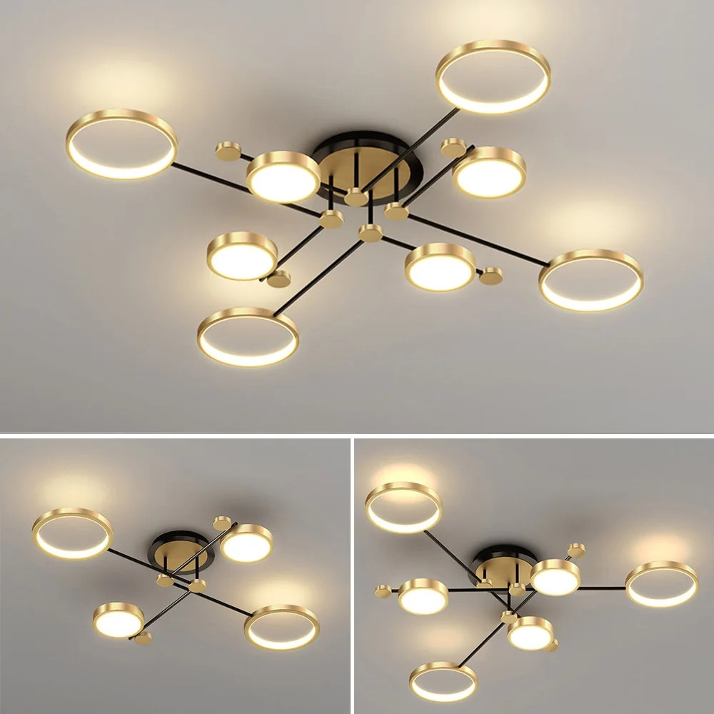 Modern LED Chandeliers Living Room Bedroom Nordic Gold Black Ceiling Lights Dimming Remote Control Home Indoor Lighting Fixtures