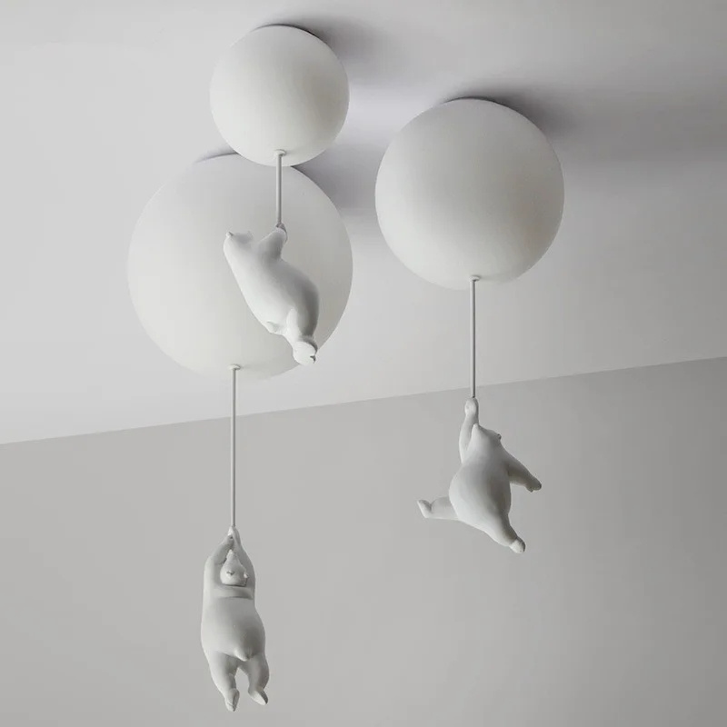 Bedroom Pendant Lights Kid's Room Nursery Cartoon Bear Ceiling Lamp Living Room Decor Balloon Ceiling Chandelier