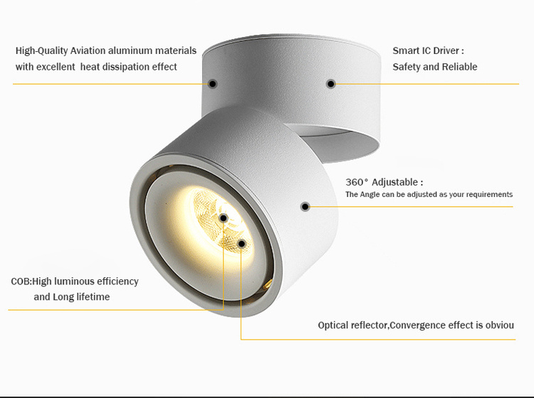 Modern Surface Mounted Dimmable 7W 9W 12W LED Ceiling Spot Light