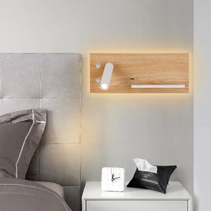 Bedroom Phone Wireless Charger Shelf Wall Lights Hotel Bedside Headboard Wall Mounted LED Reading Light with USB Switch