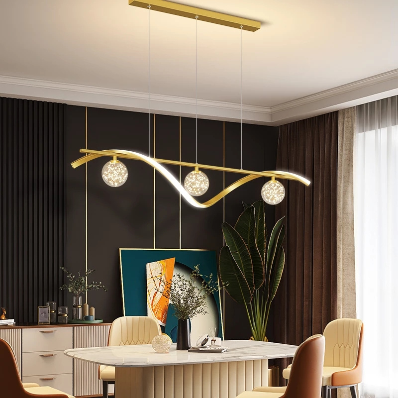 Modern LED Chandelier for Dining Room Lamps Restaurant Nordic Indoor Pendant Lamp Kitchen Island Home Decor Glass Hanging Light