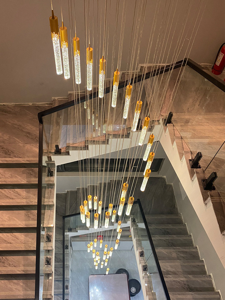 Nordic Modern LED Pendant Lights for Living Room Indoor Lighting Long Stair Pendant Lamp Large Luxury crystal chandelier