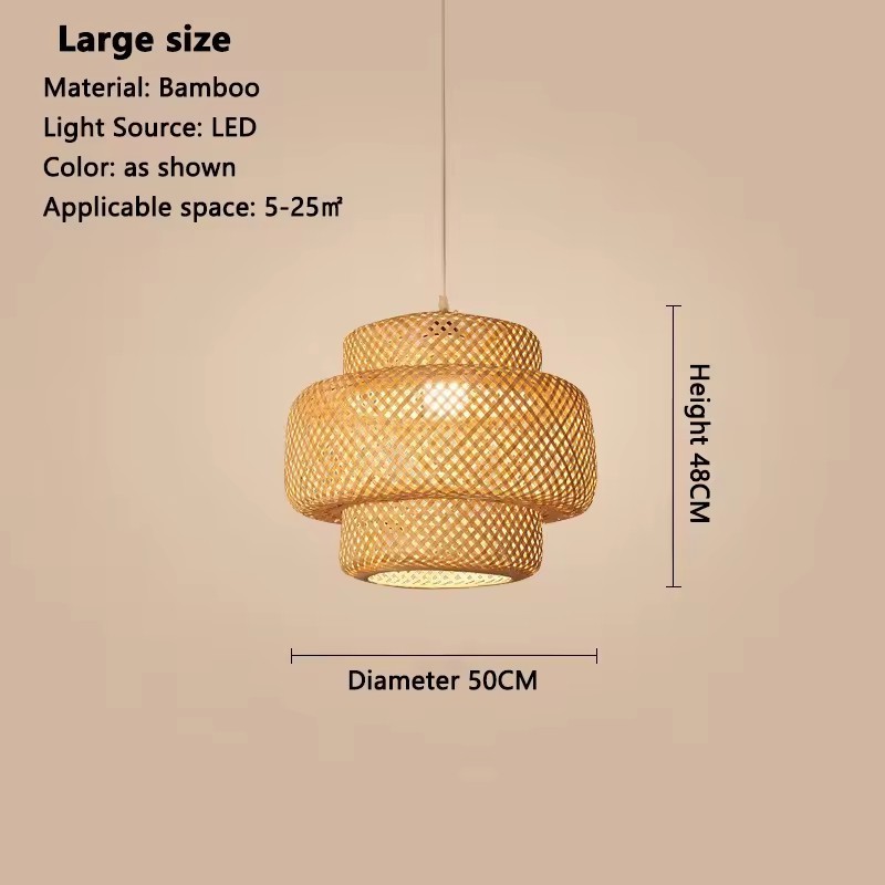 Factory Direct Sale Modern Hand Woven Bamboo Chandelier Lampshade Light Pendant Dining Room Light Fixture Without Bulb