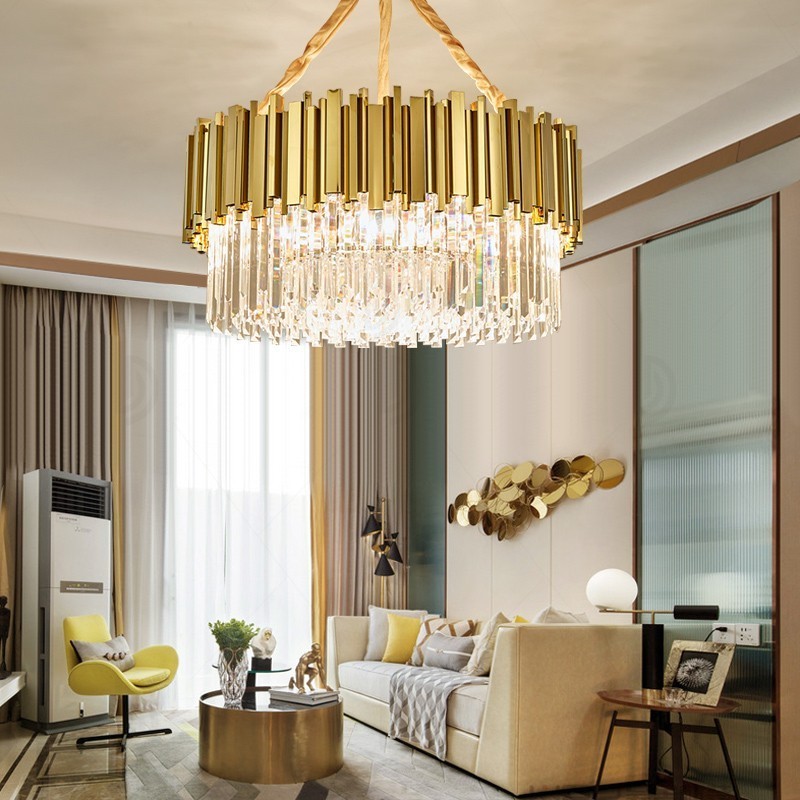 Modern Nordic Simple Style LED Pendant Light Creative Golden Multilayer Crystal Hotel Home Office Chandelier