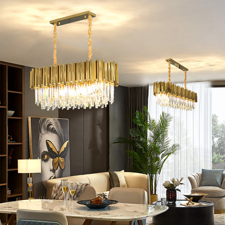 Modern Nordic Simple Style LED Pendant Light Creative Golden Multilayer Crystal Hotel Home Office Chandelier