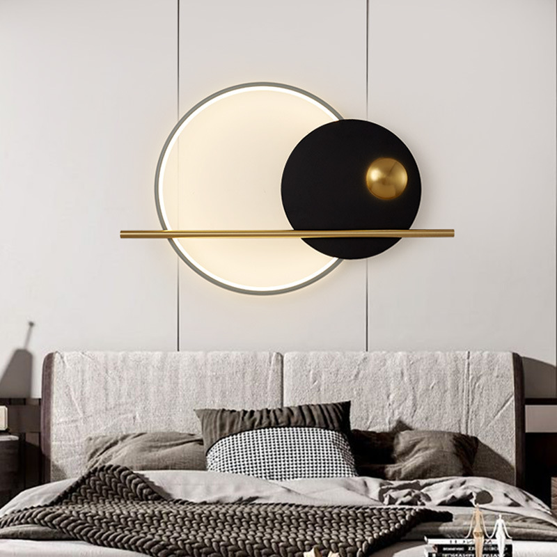 New Modern Circle LED Wall Light with Plug Creative Sconces Indoor Wall Lights for Living Room