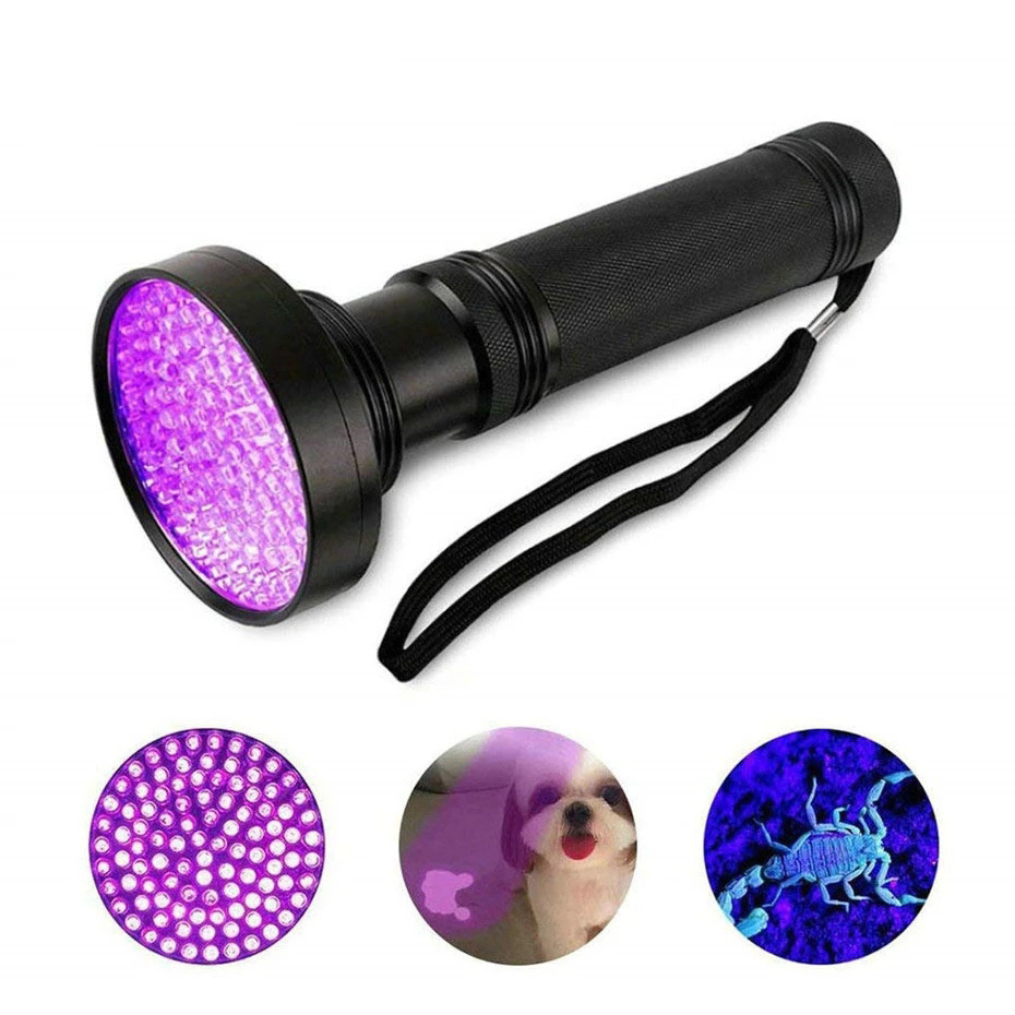 3W 395nm UV Black Flashing Light Torch Pet Urine Scorpion Detectors 100 LED UV Flashlight