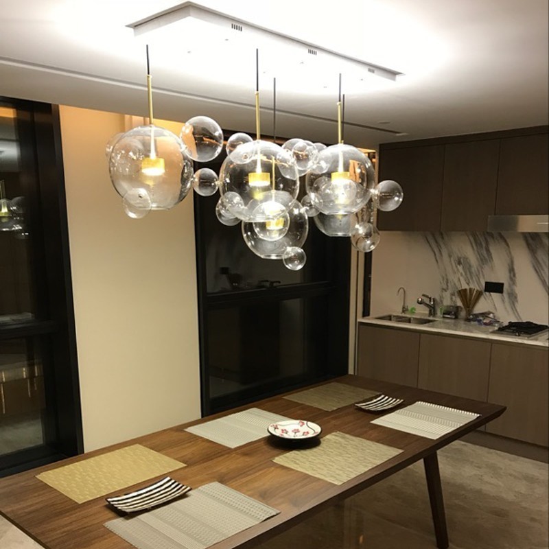 LED Hanging Lamps Glass Bubble Ball Chandelier for Living Room Bar Restaurant Kitchen Indoor Lighting