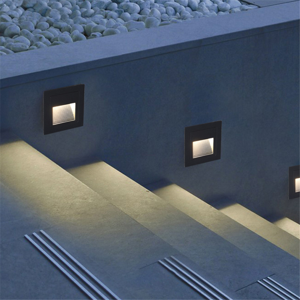 Modern Indoor Outdoor Stair Step Wall Lamp 3W Recessed LED Step Light