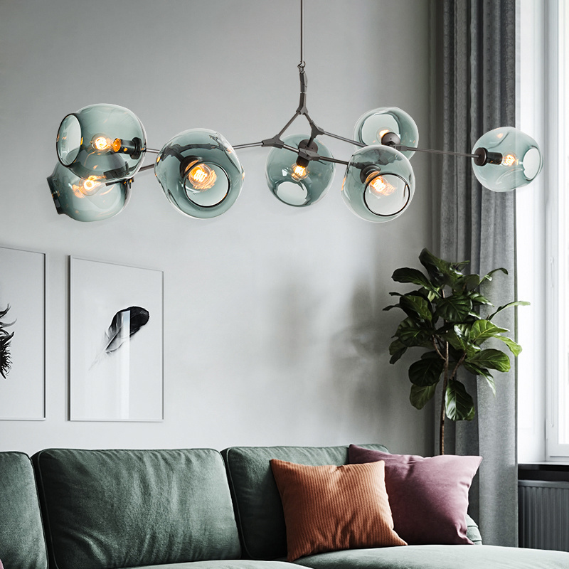 Modern Nordic Ceiling Pendant Lamp Edison Glass Ball Chandeliers Light Fixtures B22 E26 E27 Magic Bean LED Chandelier Light