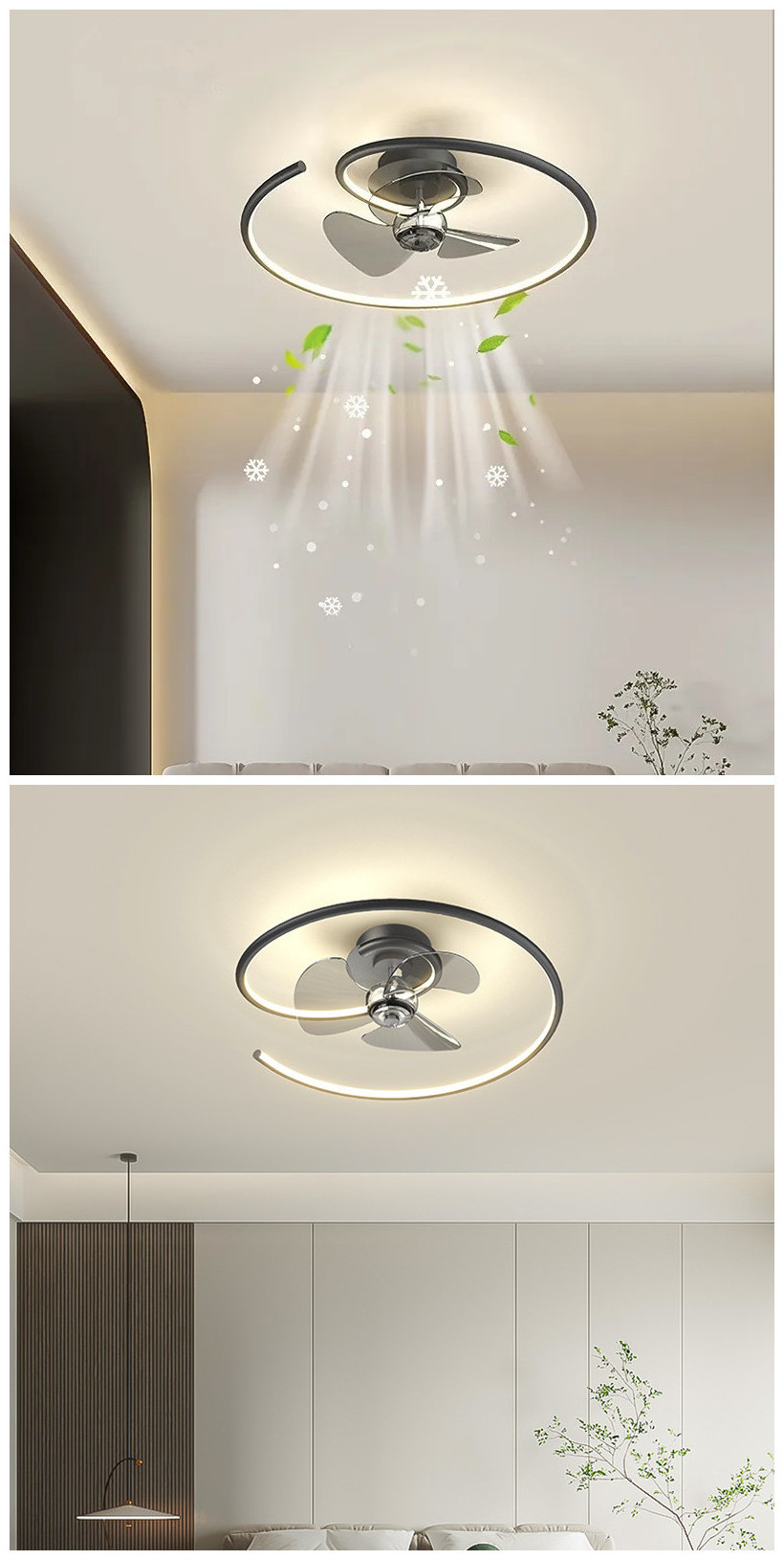 LED Luster Fan Lamps for Home  with Remote Control Living Room Bedroom Dining Room Study Integrated Ceiling Fan Lights