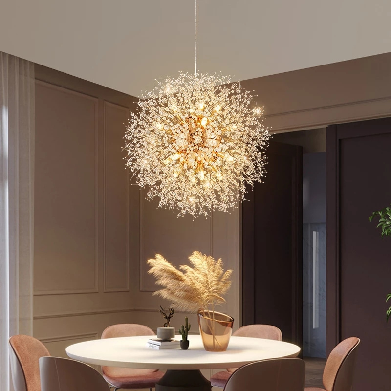 Modern Led Crystal Chandelier For Kitchen Decor Bedroom Dandelion Hanging Ceiling Lamp Dining Room Bathroom Stairs Pendant Light