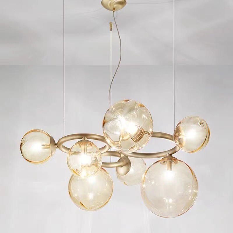 Modern Led Chandeliers Glass Bubble Brass Pendant Lamp Dining Room Living Room Shop Gold Black Pendant Light