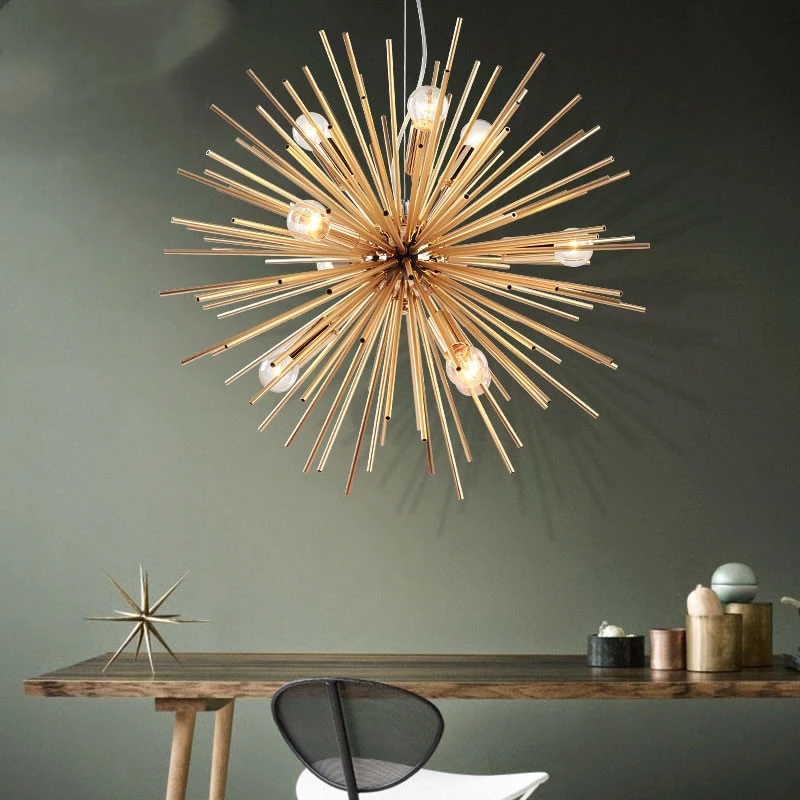 Modern Nordic Spark Ball LED Chandelier Starburst Sputnik Dandelion Hanging Lamp LED Creative Candle Pendant Light