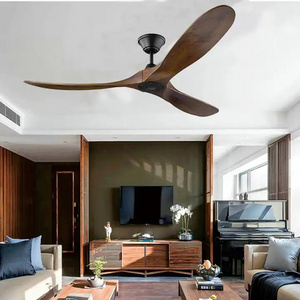 60 / 70 / 88 Inch Industrial Vintage DC Blower Wooden Propeller LED Ceiling Fans Dark Walnut Wood Blade Ceiling Fan