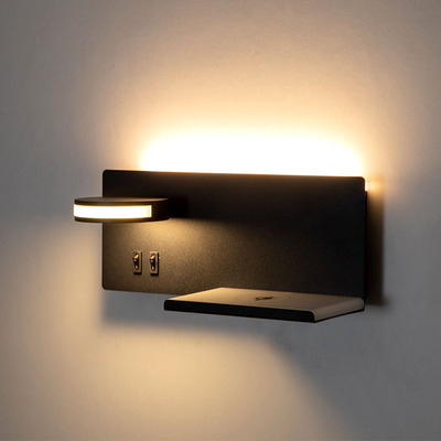 3W Plug in Wireless Charging for Bedroom LED Reading Spotlight with USB Port Bedside Wall Light