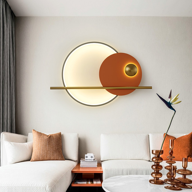 New Modern Circle LED Wall Light with Plug Creative Sconces Indoor Wall Lights for Living Room