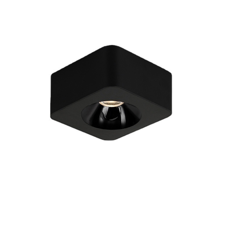 Ultra Thin Surface Mounted Down Light 9W 18W 36W 48W Dimmable LED COB Spotlight Black Square Ceiling Downlight