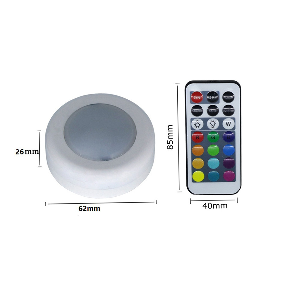 New Wireless LED Puck Lights Touch Sensor RGB led Under Cabinet Light Remote Night Light