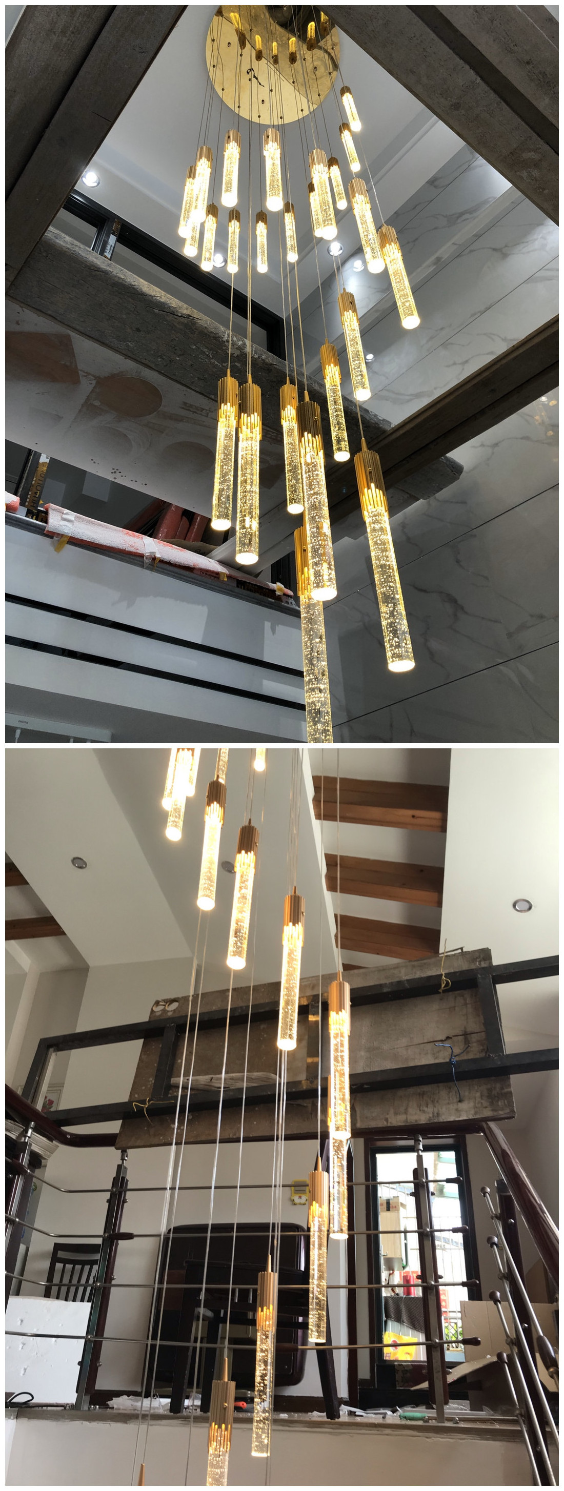 Nordic Modern LED Pendant Lights for Living Room Indoor Lighting Long Stair Pendant Lamp Large Luxury crystal chandelier