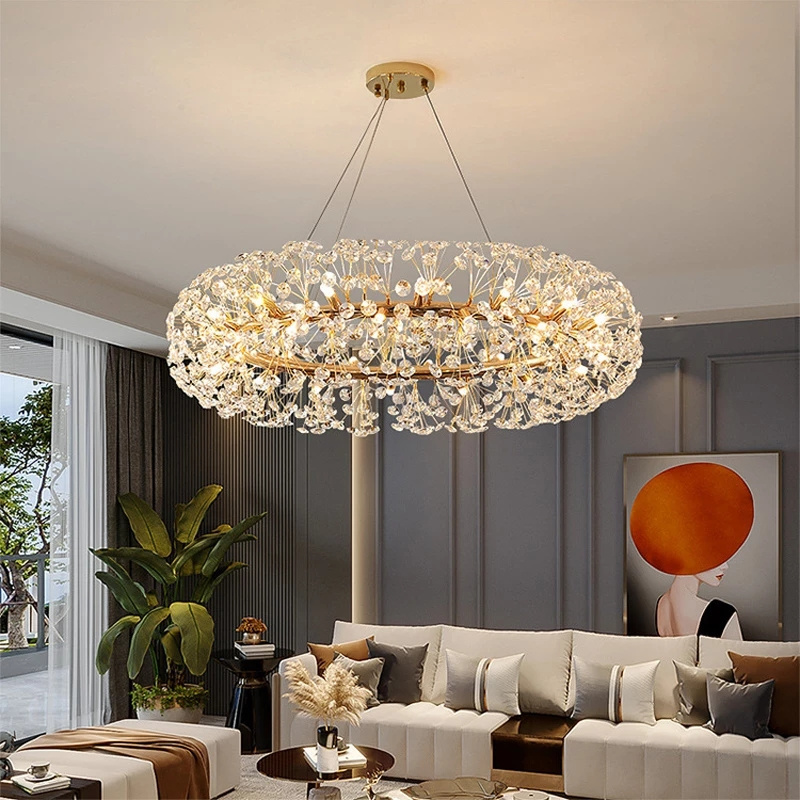 Nordic Chandeliers Light For Living Room LED Chandelier Hanging Lamp Luxury K9 Crystal Gypsophila modern light fixture pendant