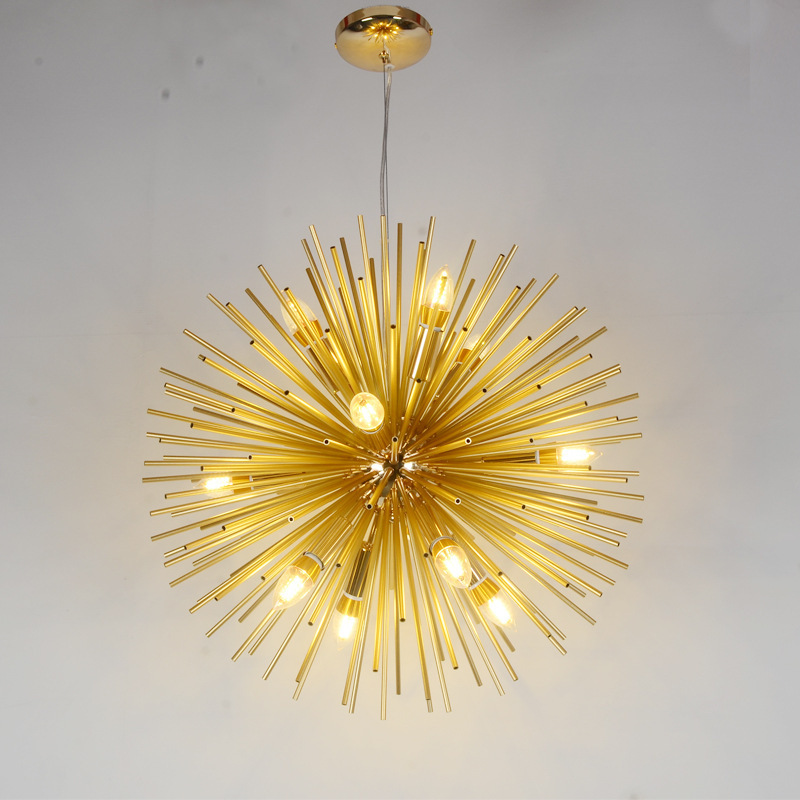 New Model Golden Dandelion LED Chandelier Sputnik Firework Bedroom Home Hotel Pendant Light