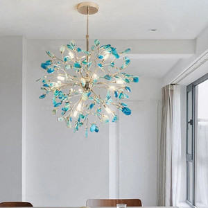 Nordic Agate Stone Chandelier Hanging Lamp Living Room Villa Hotel Color Art Characteristic Indoor LED Pendant Lights