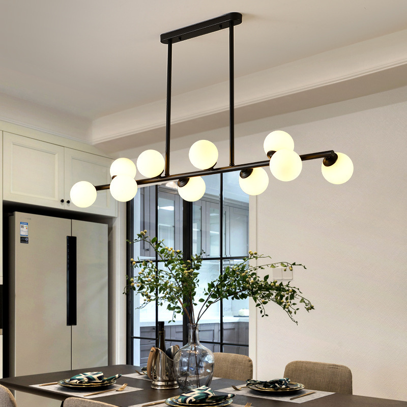 Luxury Dining Room Modern Hotel Pendant Light Classic Black And Gold Glass Chandelier Vintage LED Ceiling Lamp