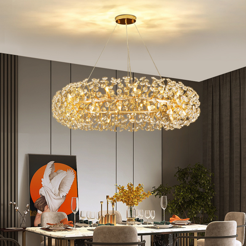 Nordic Chandeliers Light For Living Room LED Chandelier Hanging Lamp Luxury K9 Crystal Gypsophila modern light fixture pendant