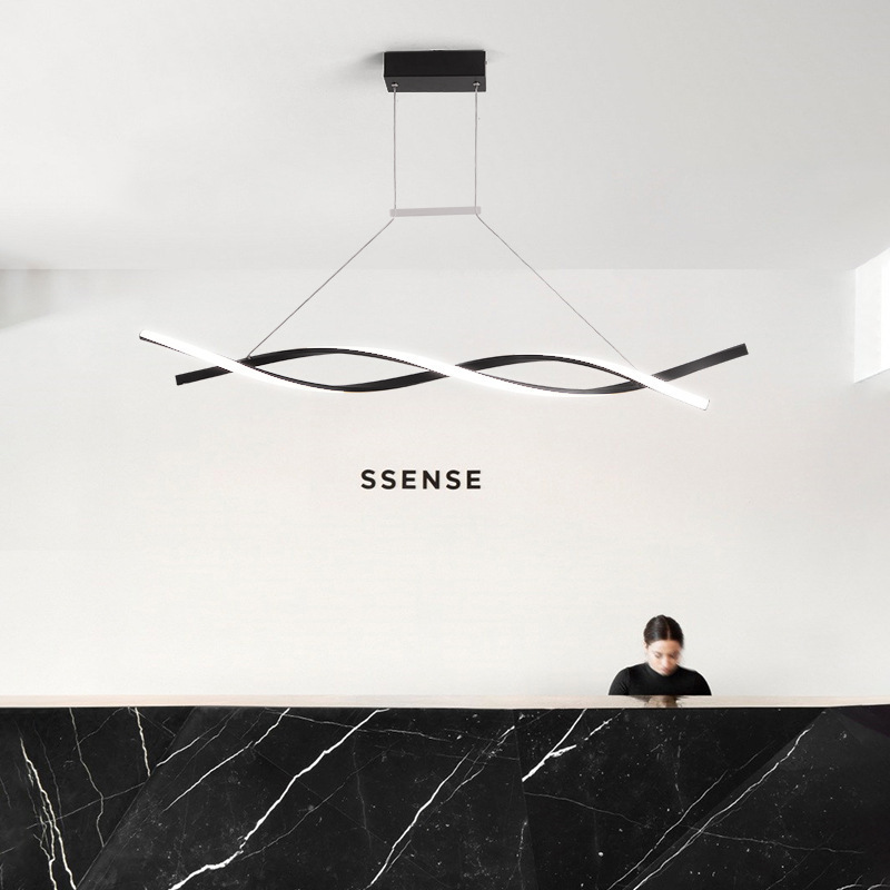 Matte Black or Grey Minimalist Modern LED Pendant Light Chandeliers For Indoor Dining Living Room Kitchen