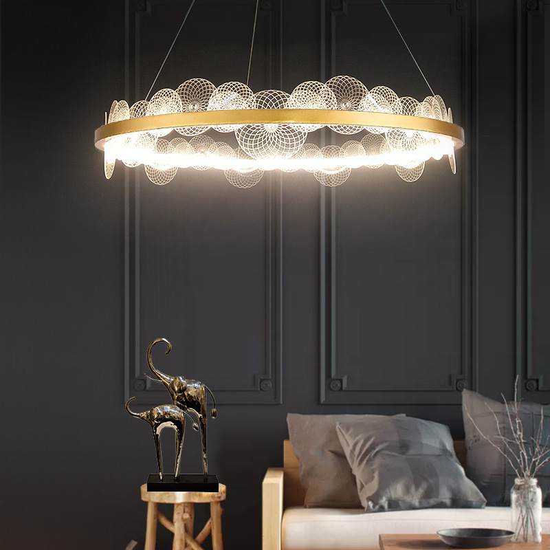 Loft Living Room LED Chandelier Nordic Postmodern Acrylic Cover Restaurant Bar Bedroom Office Creative  pendant light bedroom