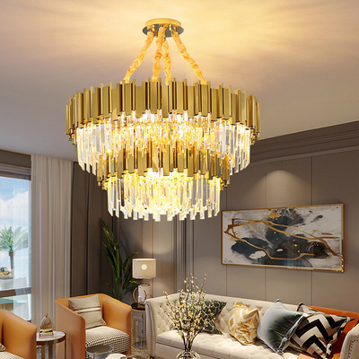 Modern Nordic Simple Style LED Pendant Light Creative Golden Multilayer Crystal Hotel Home Office Chandelier