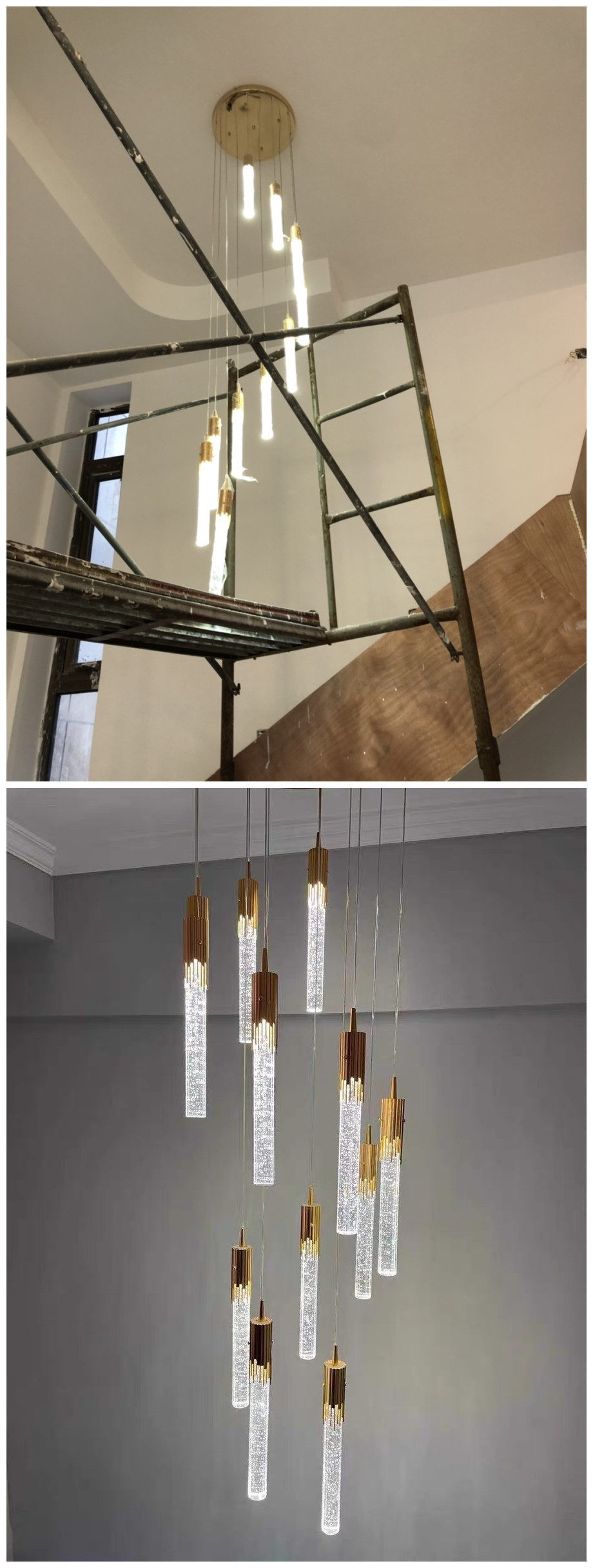 Nordic Modern LED Pendant Lights for Living Room Indoor Lighting Long Stair Pendant Lamp Large Luxury crystal chandelier