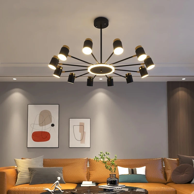 Modern Adjustable Chandeliers Flush Mounted Ceiling Light Minimalist Decorative LED Pendant Light for Villa