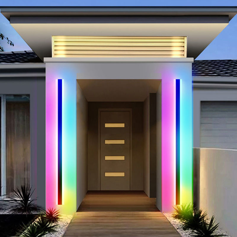 110V 220V Modern Outdoor Exterior Strip Linear Wall Lamp Warm White Garden Sconce Long LED Wall Light