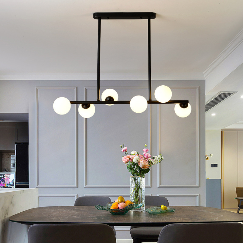 Luxury Dining Room Modern Hotel Pendant Light Classic Black And Gold Glass Chandelier Vintage LED Ceiling Lamp