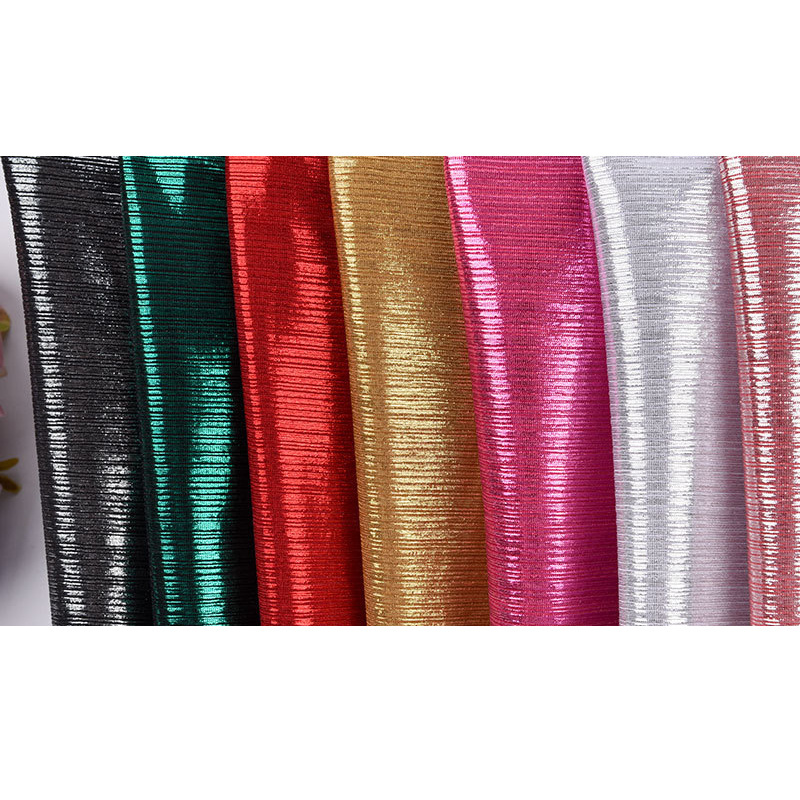 Bright Beauty Strip Bronzing Cloth Knitted Drawstring Elastic Bright Silk Dress Pants Latin Dance Costume Fabric