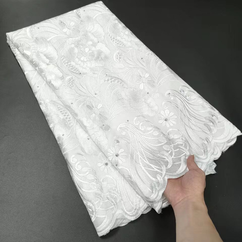 Fabric Color Customization High Quality Various White Styles Of Optional Polyester Hollow Lace Embroidery Fabric For Clothing