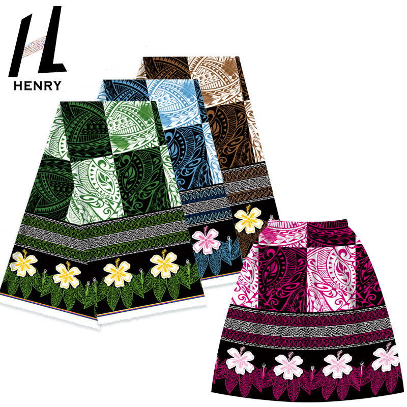 Henry Supplier Island Beach Wrap Skirt Ladies Tribal Tropical Pattern Polyester For skirt Support customized