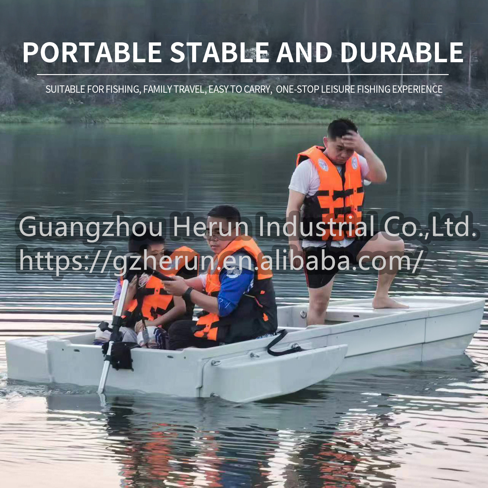 cheap PE folding plastic fishing boat car combination segment portable splicing boat