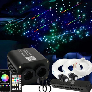 20W Dual Port Meteor RGBW LED Fiber Optic Star Ceiling Light Starlight Headliner Kit For Car / Home Theater