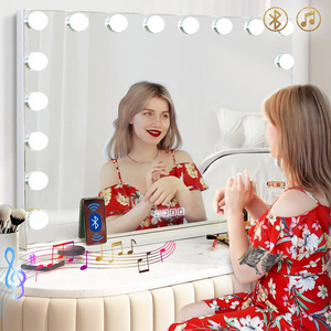 Hollywood Vanity Mirror with Lights and Bluetooth Large Vanity Makeup Mirror 18 Dimming LED Bulbs Lighted Tabletop or Wall Mount