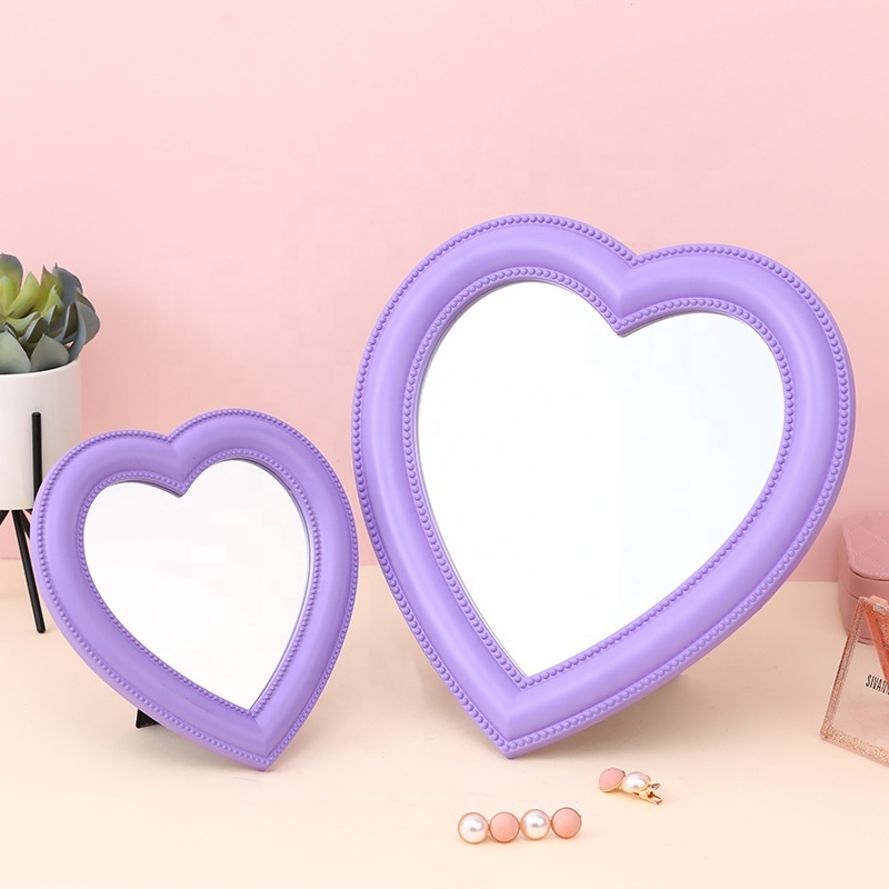 love makeup mirror small heart shaped desktop wall hanging decorative mirror girl heart bedroom mirror