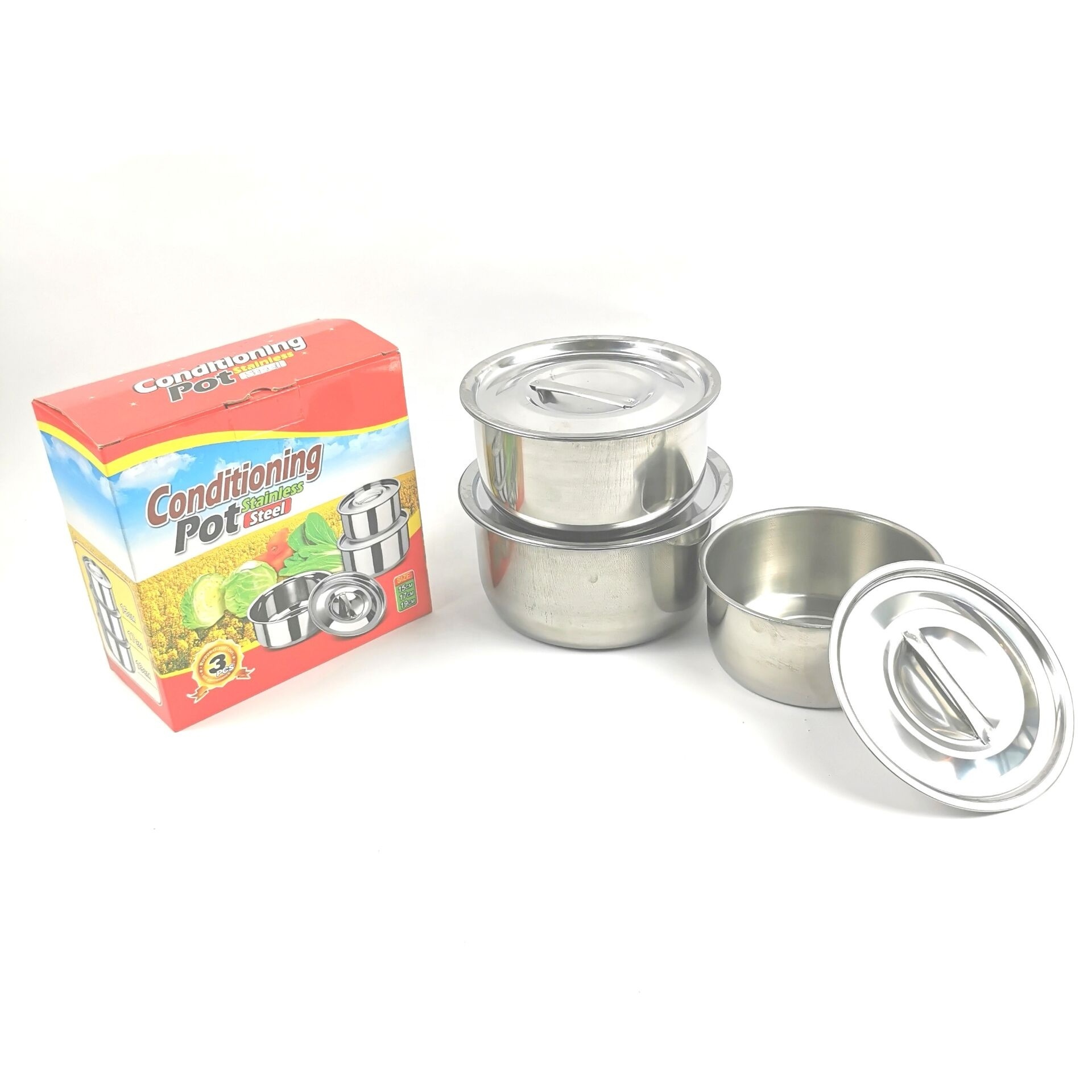 Stainless steel   indian Thailand 3pcs set cooking pot stock pot