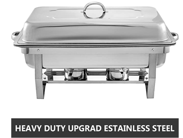 4 Packs of 8 Quart Stainless Steel Chafer Full Size Rectangular Chafing Dishes Buffet Set for Catering Events