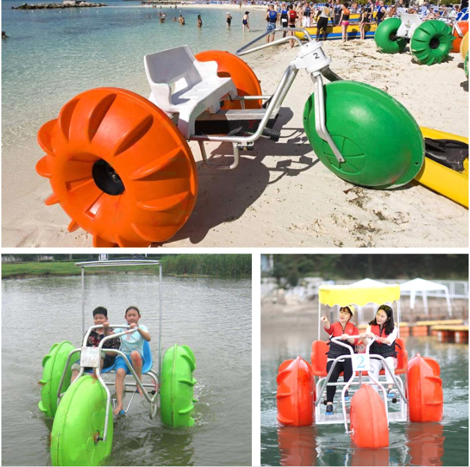 LDPE plastic 3 large wheels water tricycle bike pedal boats for sale