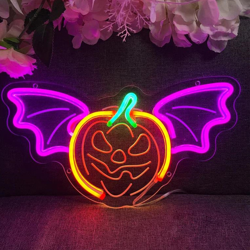 LED Skull Pumpkin Bat festive party atmosphere decorative lights Halloween neon