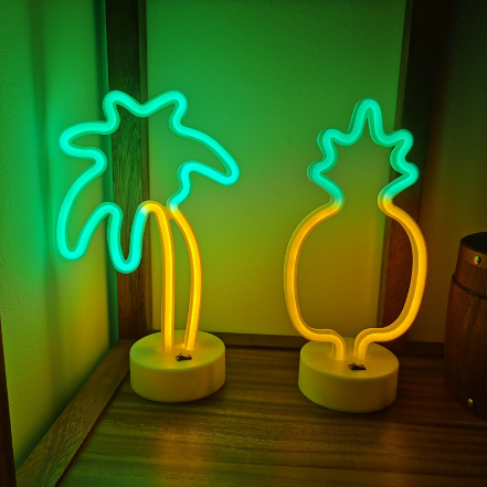 LED with base two-tone coconut tree pineapple neon lights for Christmas holiday decoration bedroom decor